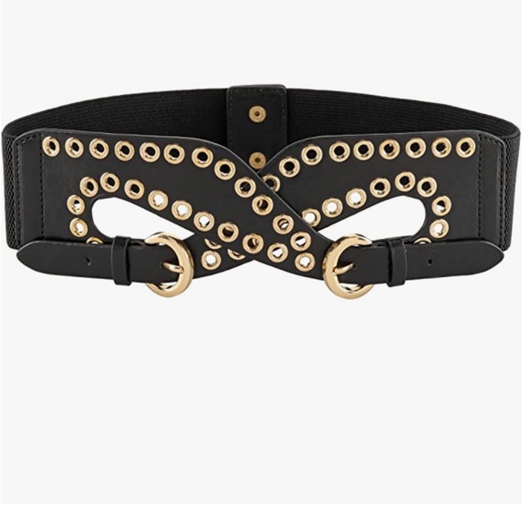 Wide Waist Belts for Women Vintage Stretchy Cinch Belts Fashion Studded Rivet El